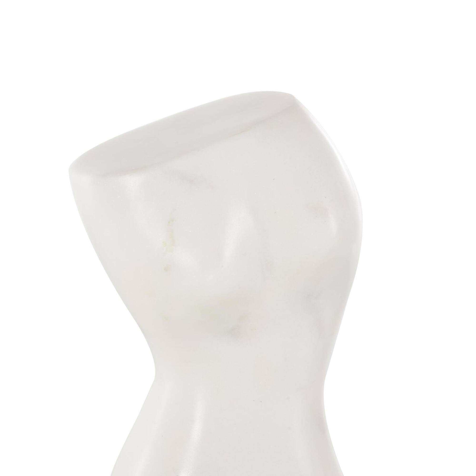 11" Marble Abstract Female Form Sculpture with Black Block Base